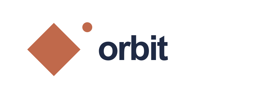 Illustrative two-color logo with a navy wordmark and coral symbol